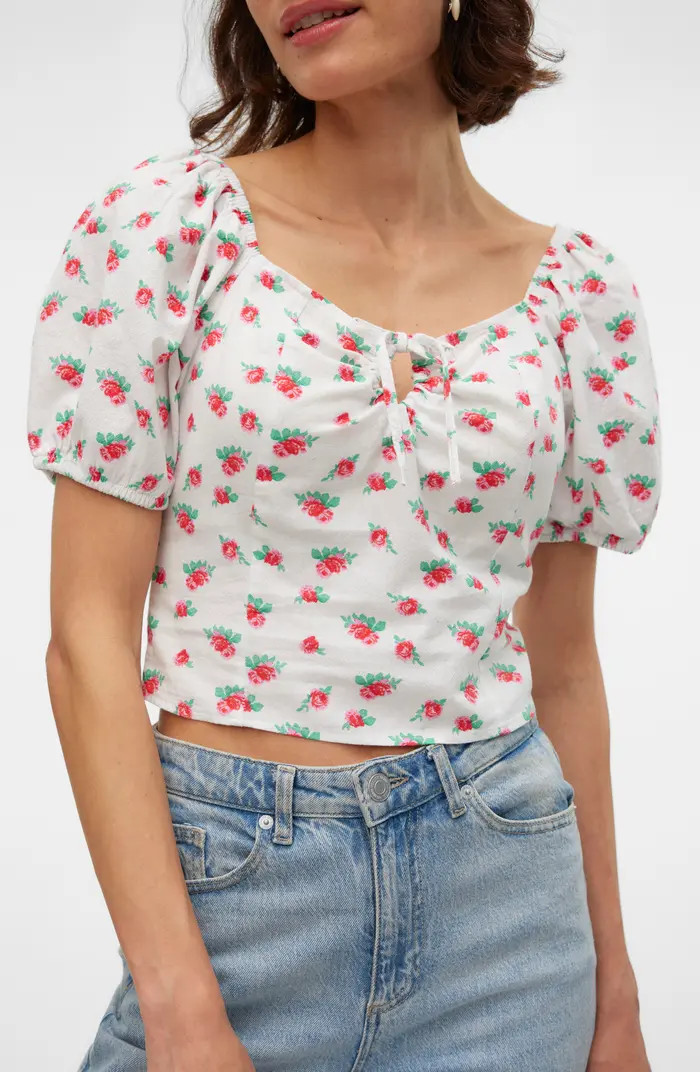 VERO MODA Hart Floral Print Crop Top | Nordstrom | Nordstrom