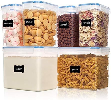 Vtopmart Airtight Food Storage Containers 6 Pieces - Plastic PBA Free Kitchen Pantry Storage Cont... | Amazon (US)