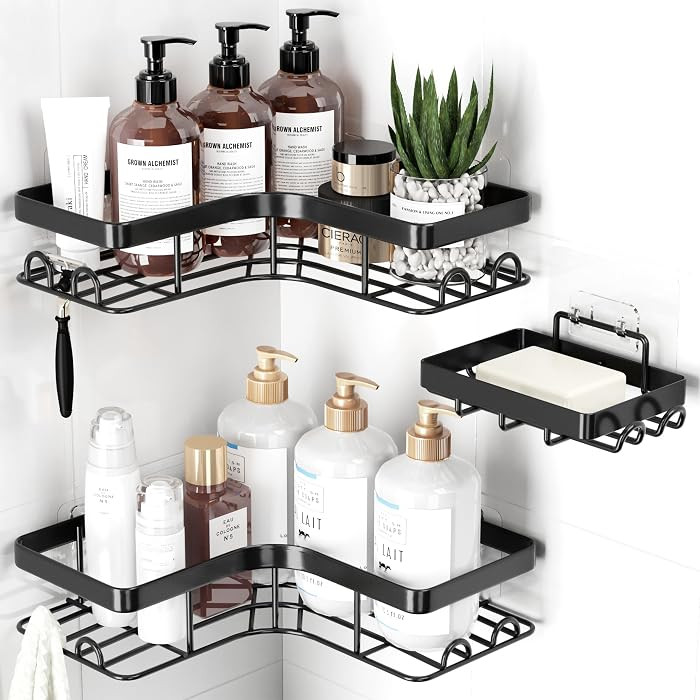 Sakugi Corner Shower Caddy - 3-Pack Shower Organizer with Soap Holder & Built-In Hooks, Rustproof... | Amazon (CA)