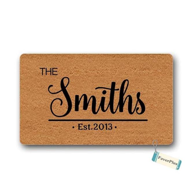 Doormat The Family Name Est. Year Text Personalized Custom Customized Entrance Outdoor/Indoor Non Sl | Amazon (US)
