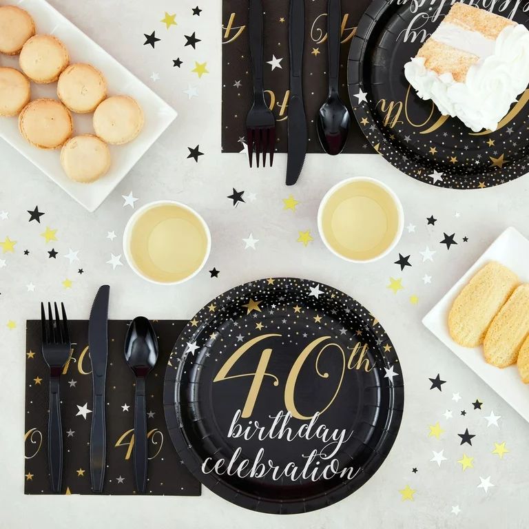 144 Piece 40th Birthday Party Supplies Set for Men, Women, Serves 24 Paper Plates and Napkins, Cu... | Walmart (US)