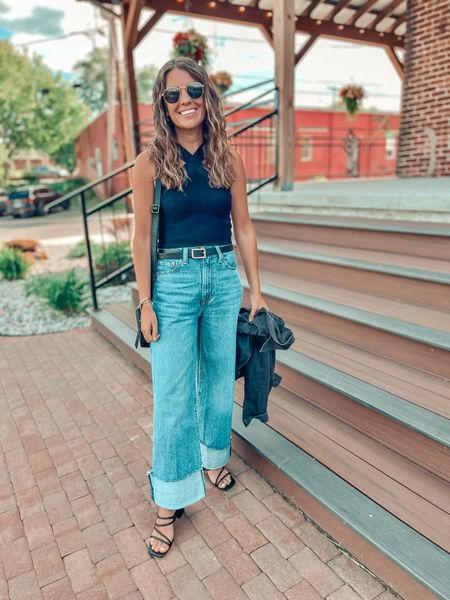Wearing a size small in black in my top and my jeans are my true size 25. I hemmed them up myself with hem tape. 
My shoes are my true size 6.
My jacket is a size small and so comfy and stretchy. I think it’s sold out, unfortunately, so I linked similar. 

#LTKStyleTip #LTKFindsUnder50 #LTKFindsUnder100