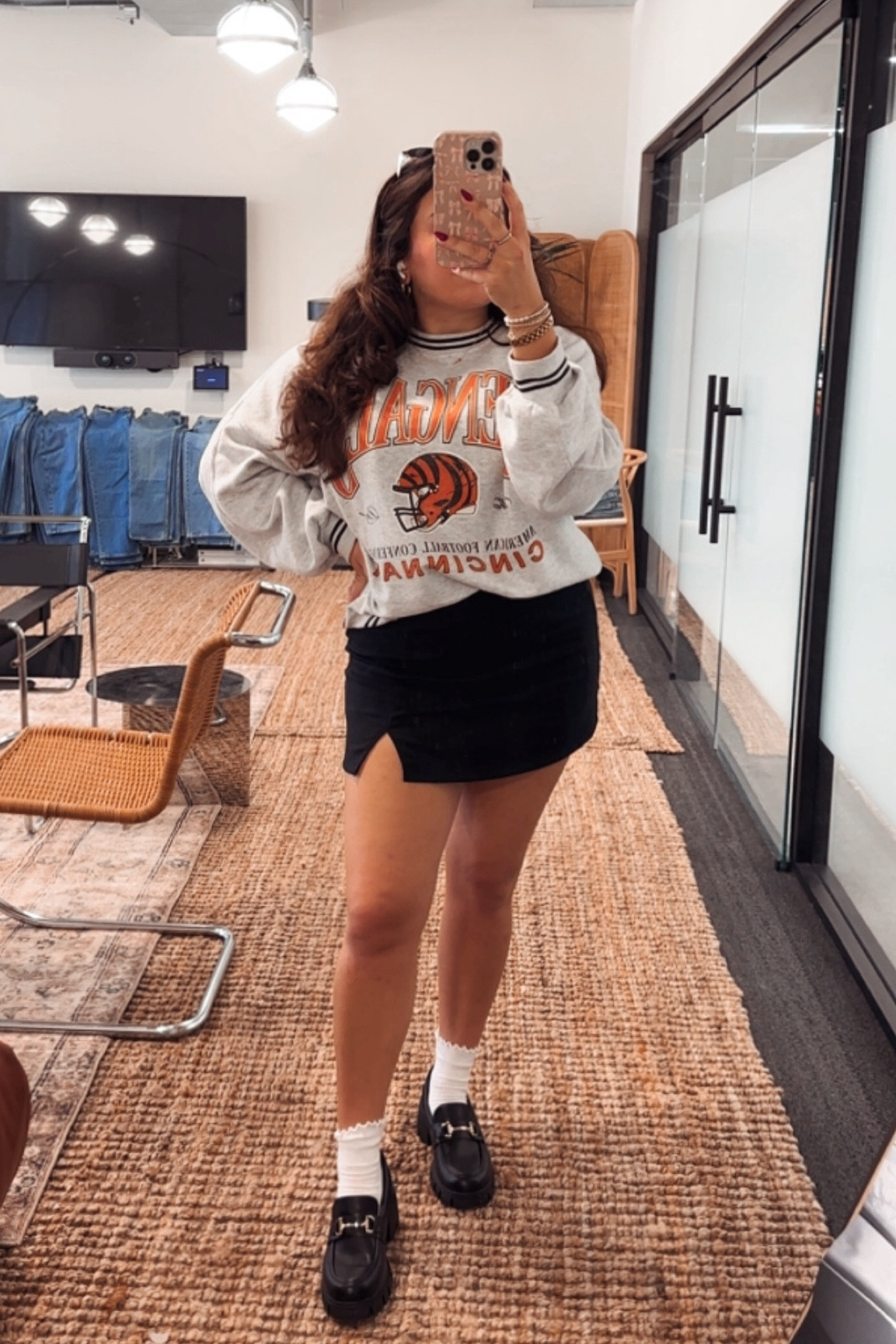 NFL but make it cute ✨

Loving this mini skirt and NFL crew neck together! A cute game day or office outfit. I got these loafers on Amazon for a great price and they’re sooo comfortable 🫶🏼

#LTKSaleAlert #LTKWorkwear #LTKStyleTip