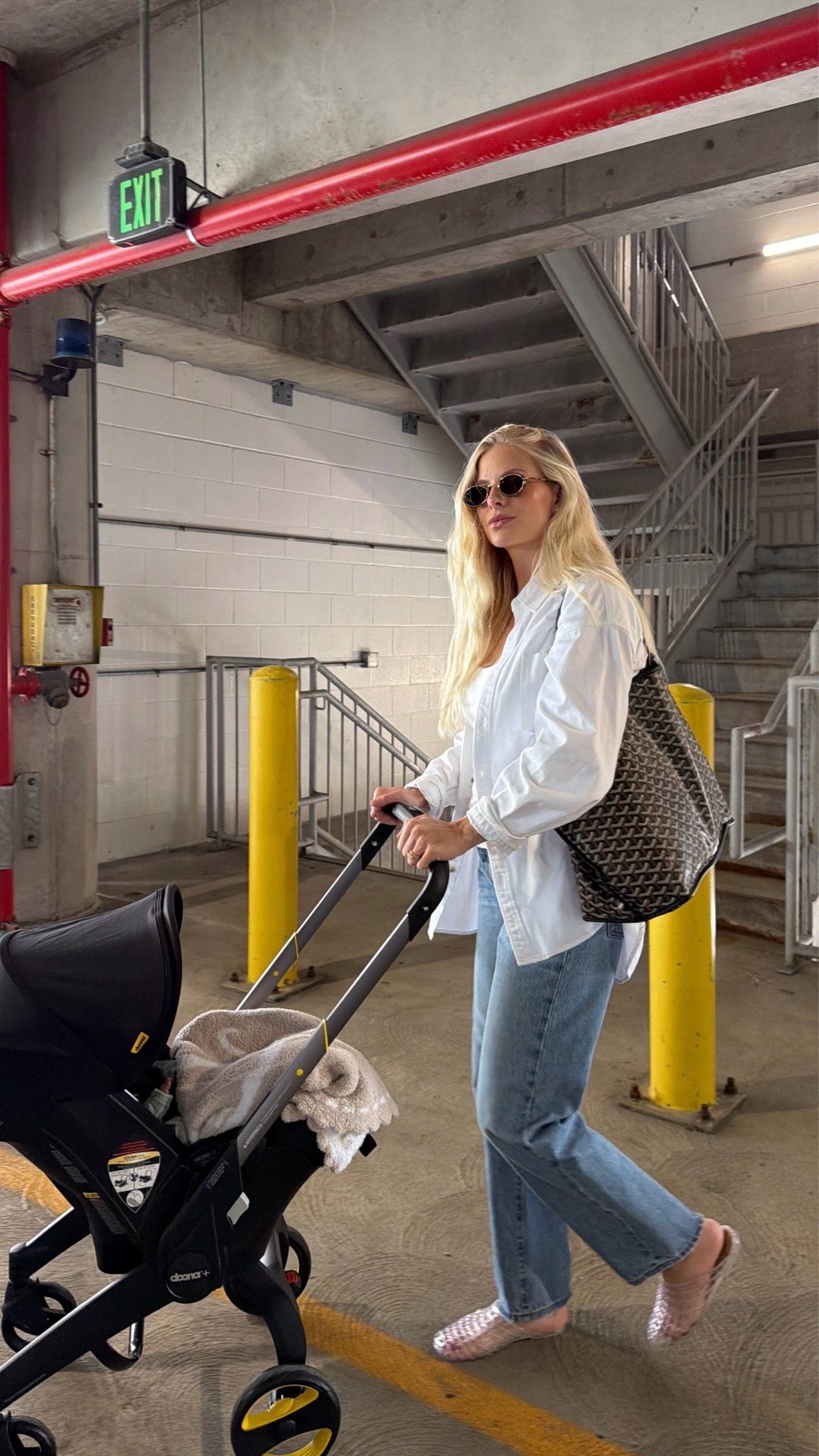 SIZE: med in tank, med in shirt, 28 in jeans - sized up for preg & pp, true size in shoes #kathleenpost Postpartum outfit, newborn phase, newborn baby, stroller

#LTKmomlife #LTKootd