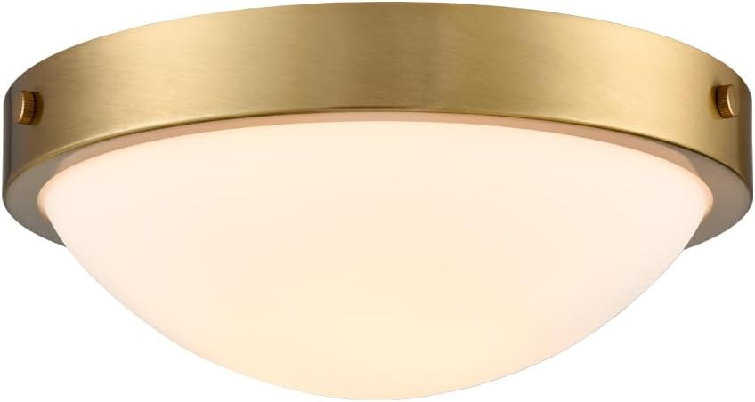 Gold Flush Mount Ceiling Light Milk Glass Shade Ceiling Light Fixture Farmhouse 2-Light Modern Bl... | Amazon (US)