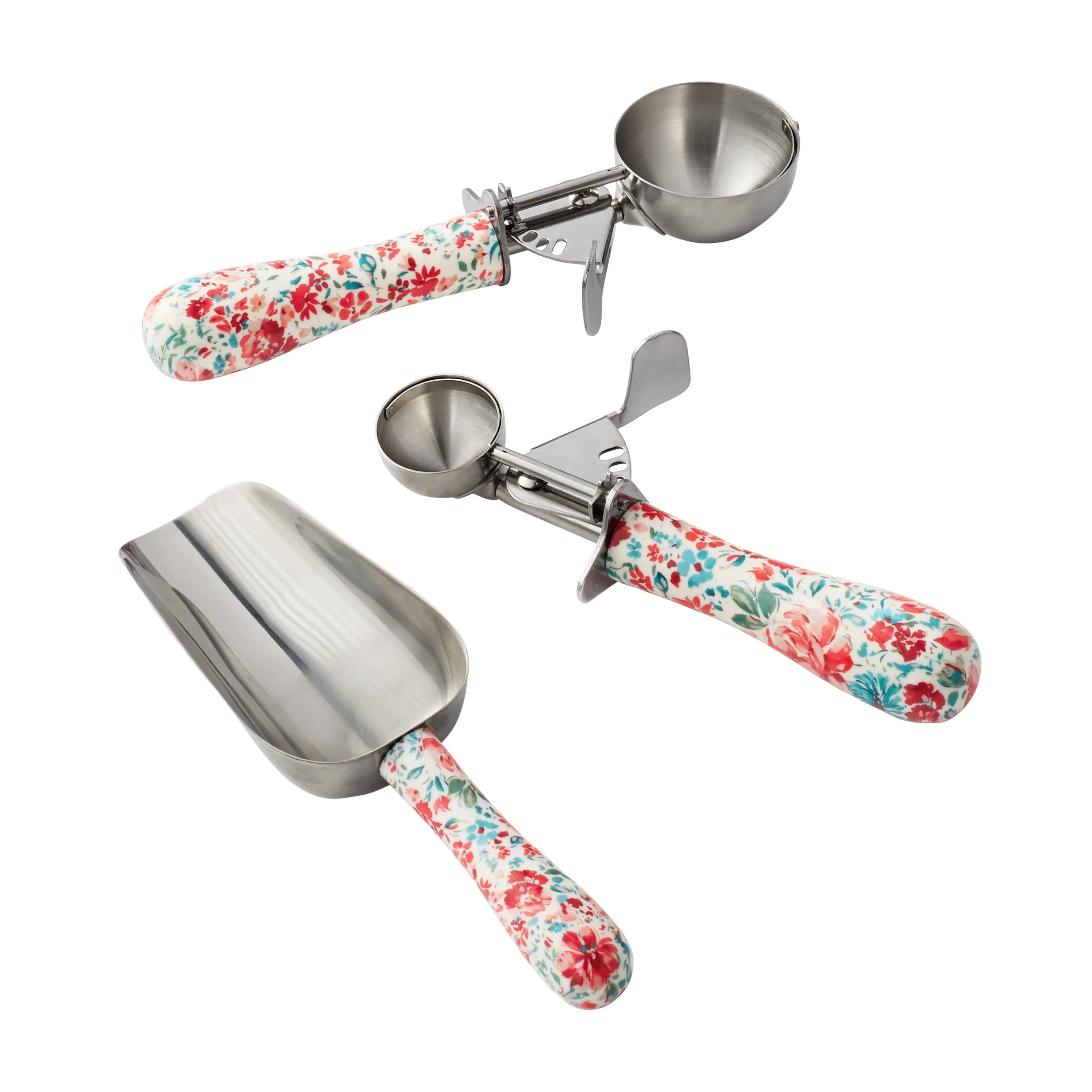 The Pioneer Woman 3-Piece Stainless Steel Flour, Cookie, and Ice Cream Scoop Set, Floral - Walmar... | Walmart (US)