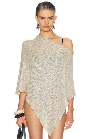 Linen Open Knit Poncho | FWRD 