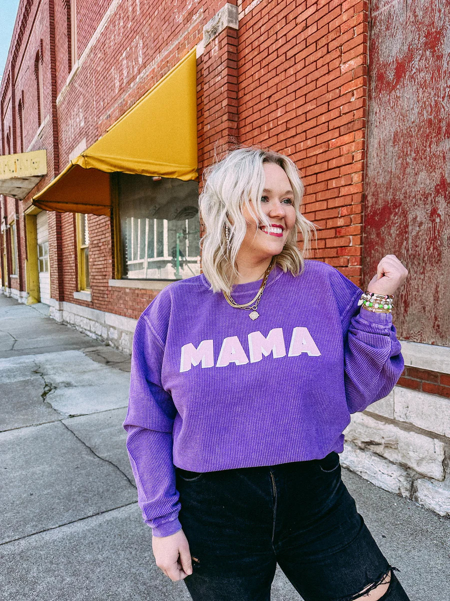 mama purple corded sweatshirt | Etta & East