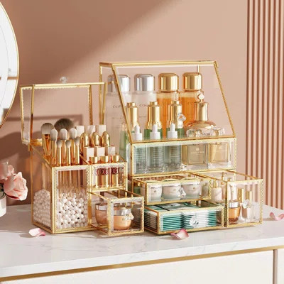 Large Vanity Organizer For Skincare, Lipsticks, Perfume & Brushes,Countertop Cosmetic Storage Box,(Green) | Wayfair North America