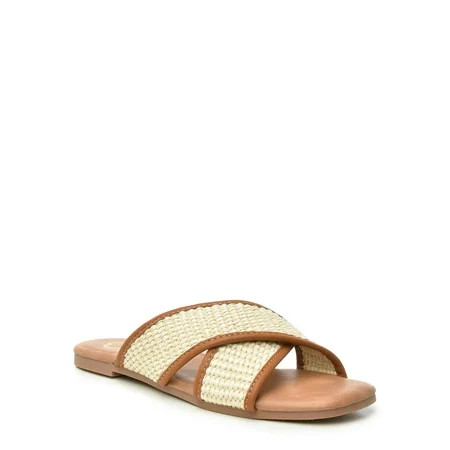 C. Wonder Women s Raffia Crossband Sandal | Walmart (US)