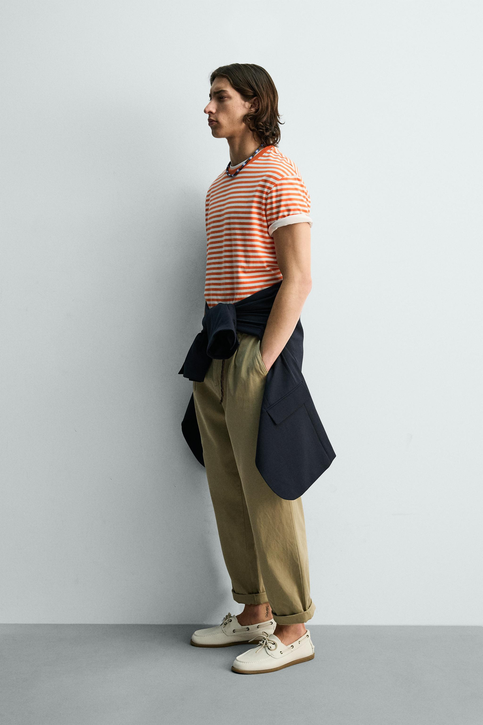 REGULAR FIT STRIPED JACQUARD T-SHIRT | Zara US