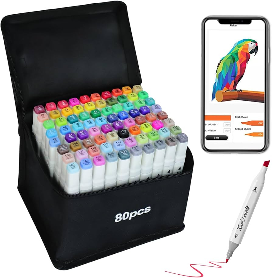 80 Colors Alcohol Markers Set with APP, Dual Tips Art Markers for Drawing, Sketching Coloring Art... | Amazon (CA)