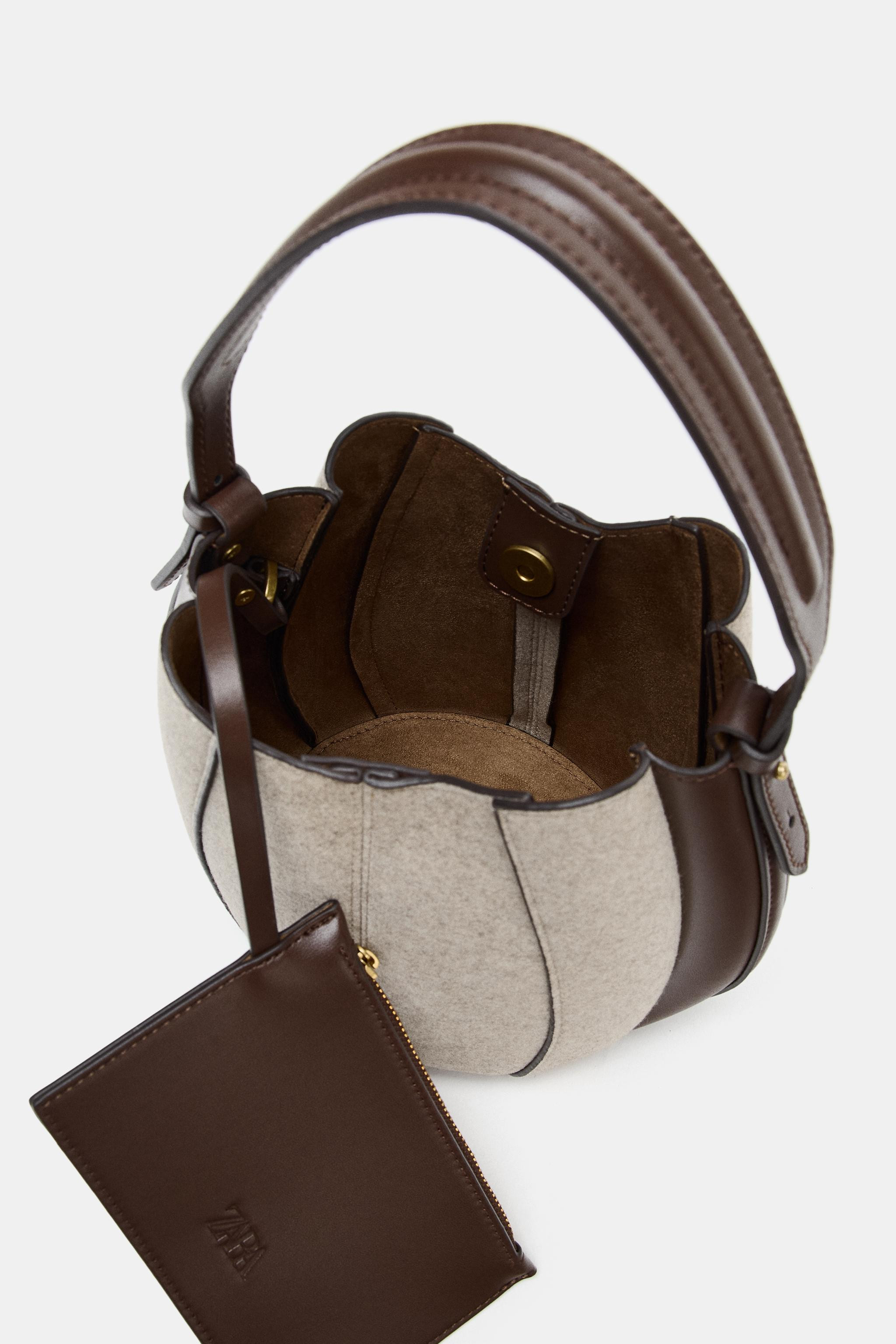 TOPSTITCHED FABRIC BUCKET BAG | Zara US