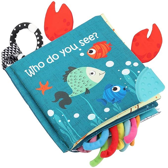 Fish Baby Books Toys, Touch and Feel Cloth Soft Crinkle Books for Toddlers,Infants,Kids Activity ... | Amazon (US)