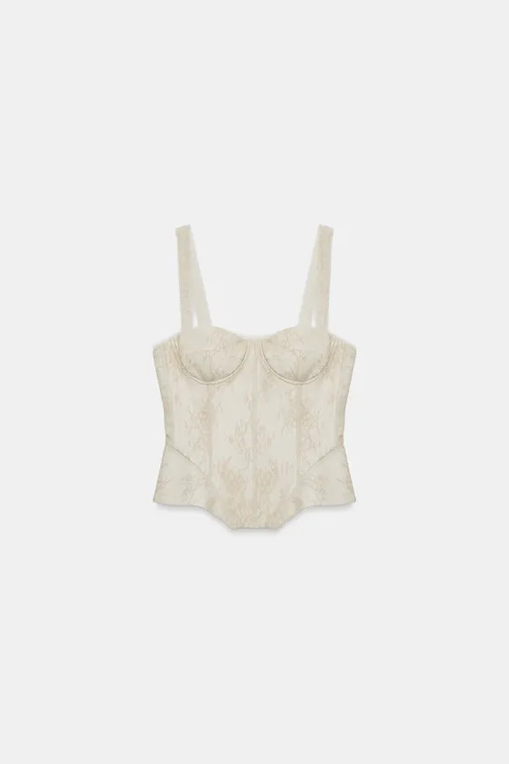 ZW COLLECTION LACE CORSETRY-INSPIRED TOP | Zara US