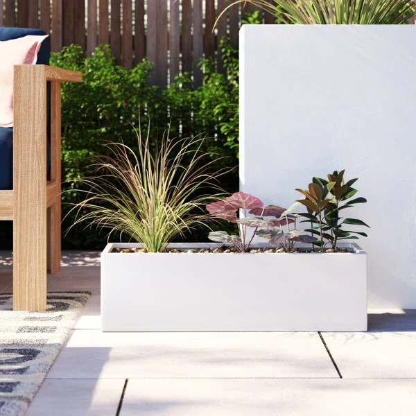 Menaal Rectangle Fiberglass Planter Box | Wayfair Professional