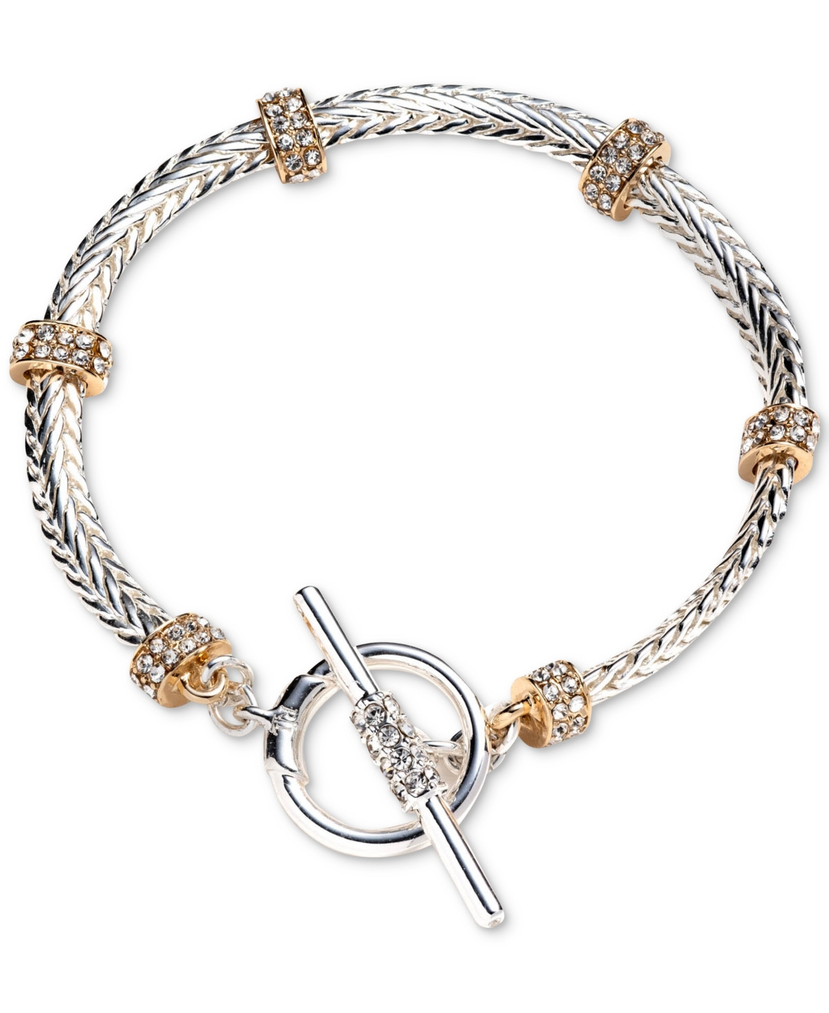 Lauren Ralph Lauren Two-Tone Crystal Rondelle Flex Toggle Bracelet - Crystal Wh | Macy's