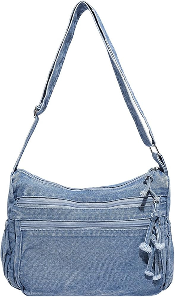 Denim Purses for Women Tote Bag, Lightweight Crossbody Purse with Multi Pockets, Large Slouchy Sh... | Amazon (US)
