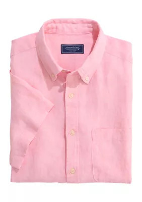 Vineyard Vines Men's Surfside Linen Shirt, Peach, 2XL | Belk