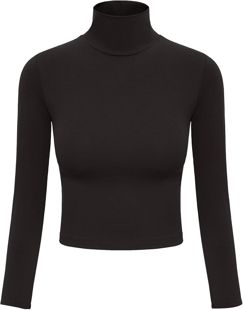 Women's Crop Tops Turtleneck Long Sleeve | Amazon (US)