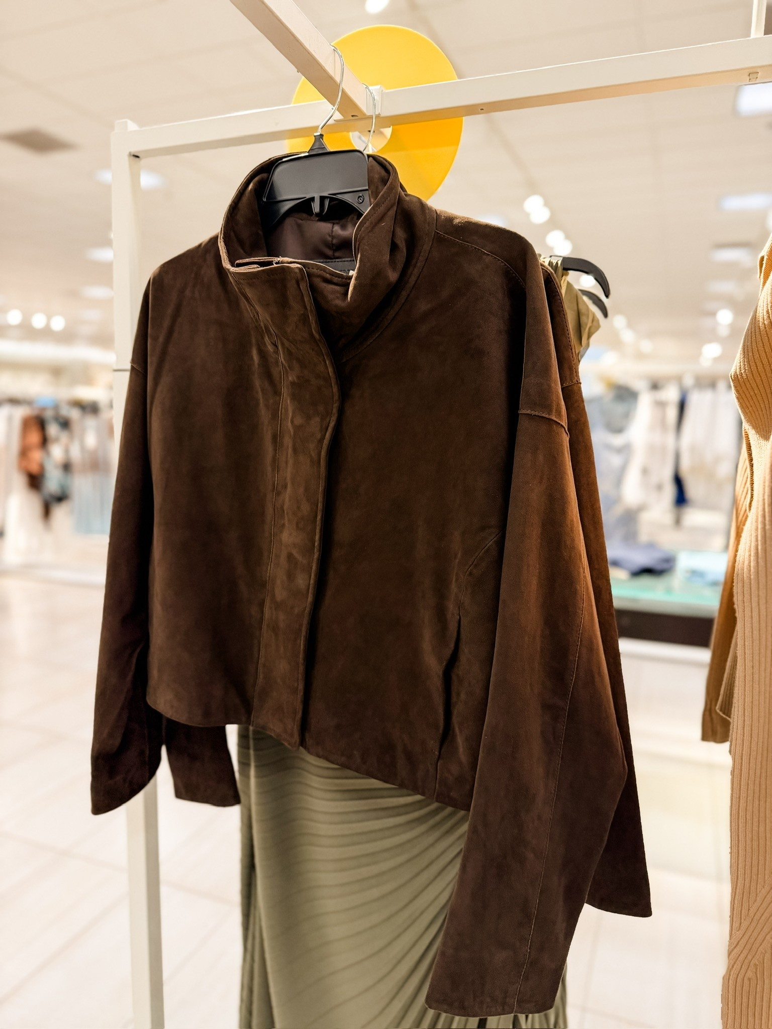 This suede funnel neck jacket! I love that it gives a modern edge with the drop shoulders and two way front zipper and buttons. On sale for hundreds less of its regular price! 👏🏻

Loverly grey, suede cropped boxy jacket, brown leather jacket, nsale 2026, Nordstrom anniversary sale, women’s brown jacket, layering pieces women

#LTKSaleAlert #LTKSeasonal