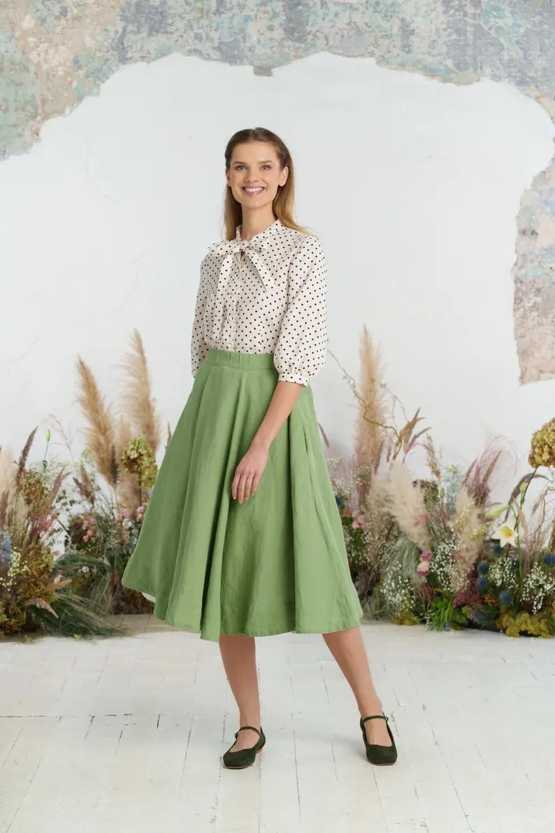 RENAISSANCE FAIR SKIRT | Cottagecore Skirt, Linen Clothing, Green Circle Skirt, Edwardian Skirt W... | Etsy (US)