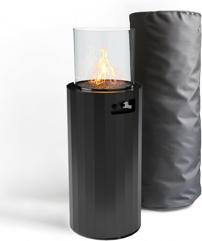 Planika BINO Outdoor Gas Fireplace - Black Fire Column with Glass Shield for Patio or Gardens (Ou... | Amazon (US)