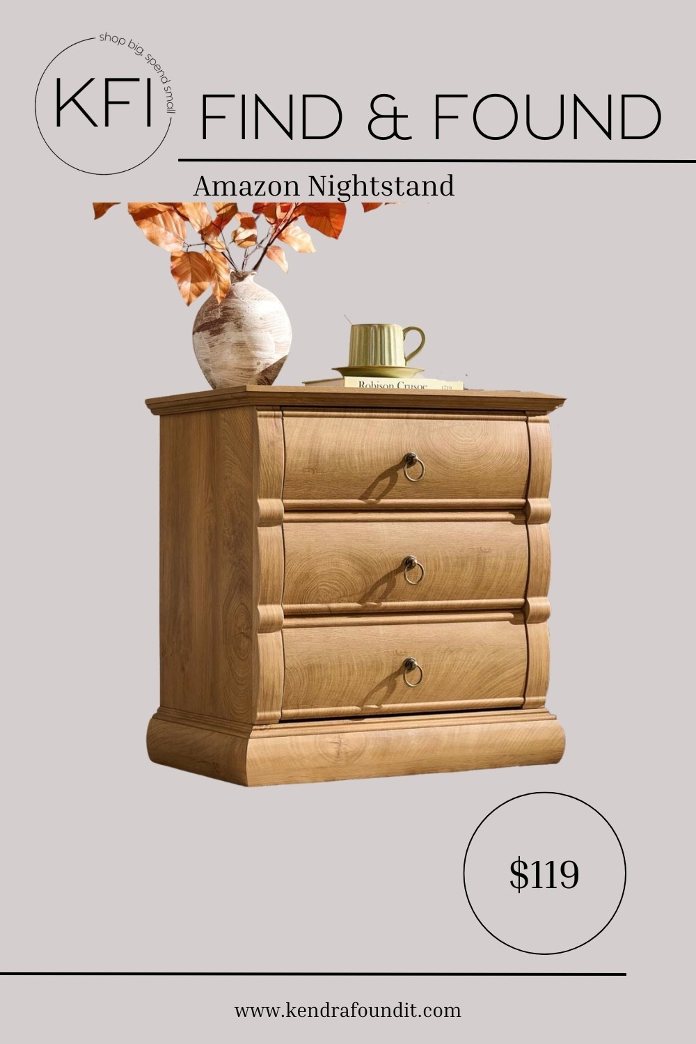 I had to do a double take when I saw this nightstand on Amazon. The vintage-inspired design, curved details, and rich wood finish make it look far more expensive than it is. It has that timeless, furniture-store look that's so hard to find online, plus two roomy drawers to keep bedside clutter tucked away. My favorite feature is the built-in charging station, which keeps cords organized and devices within easy reach. It's the perfect mix of pretty and practical, and a great way to make a bedroom feel more custom and collected. Linked here.