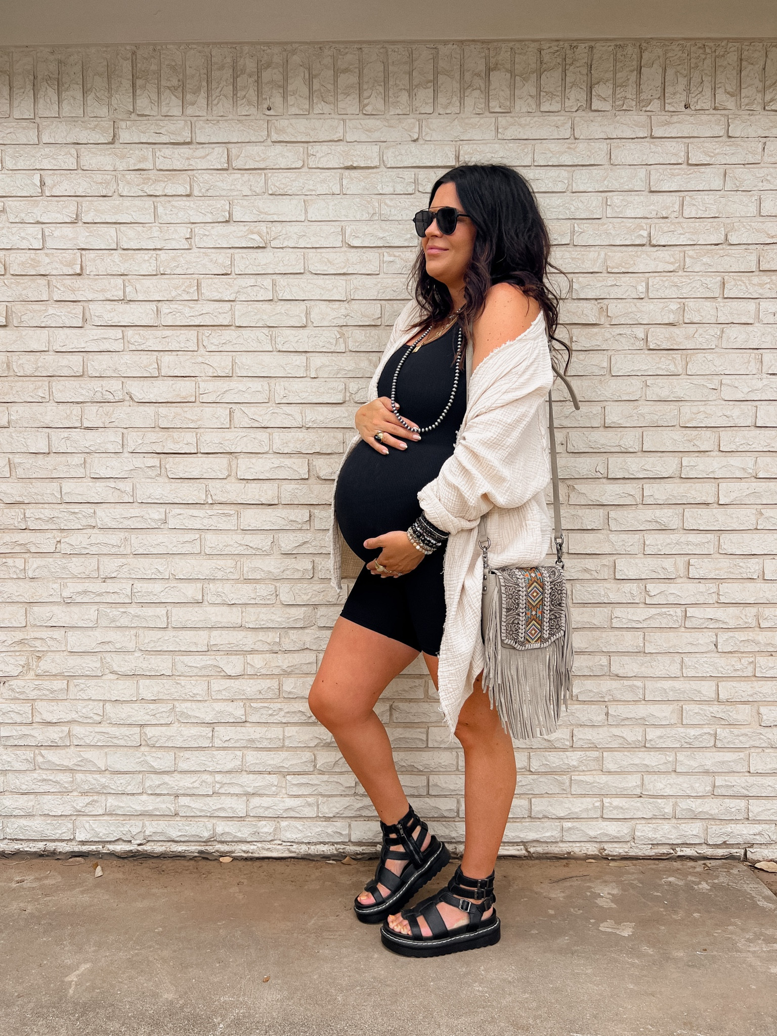 Boho Amazon onesie outfit 

Ribbed onesie: LARGE
Gauze Button Up: 2XL
SANDALS: Sold out, but linked similar 
Navajo Pearls, bag and sunglasses are all Amazon!


#LTKshoecrush #LTKstyletip #LTKunder50