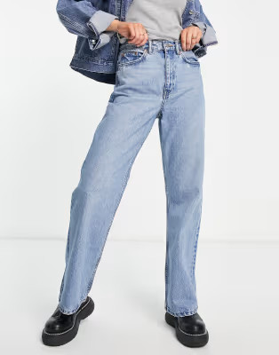 Dr Denim Echo sky high wide leg jeans in light wash | ASOS (Global)