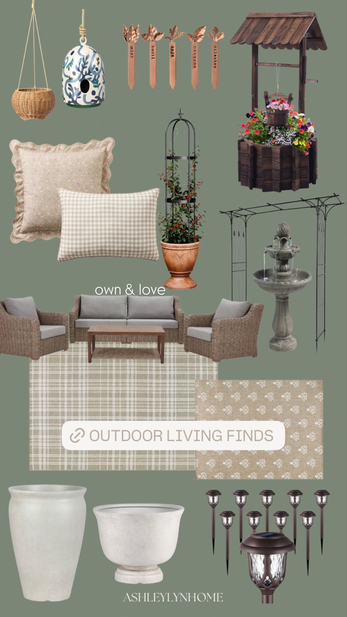 Sharing a few outdoor finds to make your outdoor space feel a little more like an extension of home. 

Patio furniture, trellis, outdoor pillow, rug, planter, birdbath 

#LTKSeasonal #LTKHome