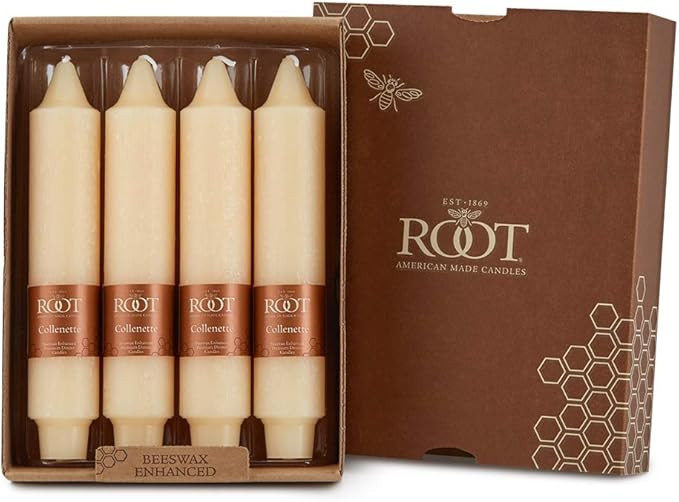 Root Candles Unscented Dinner Candles Premium Beeswax Blend Boxed Candle Set, 5-Inch, Butterscotc... | Amazon (US)