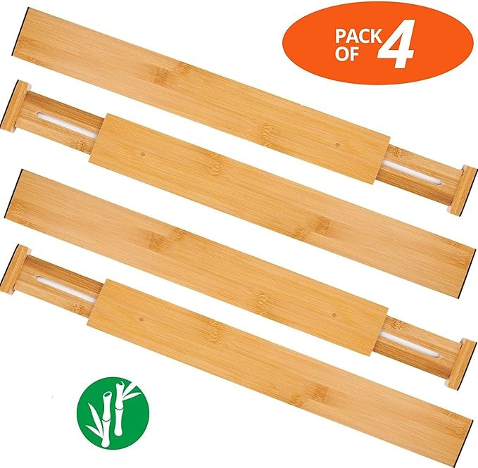 Oberhoffe Adjustable Expandable Dividers Bamboo Drawer Divider Drawer Organizers 100% Natural Bam... | Amazon (US)