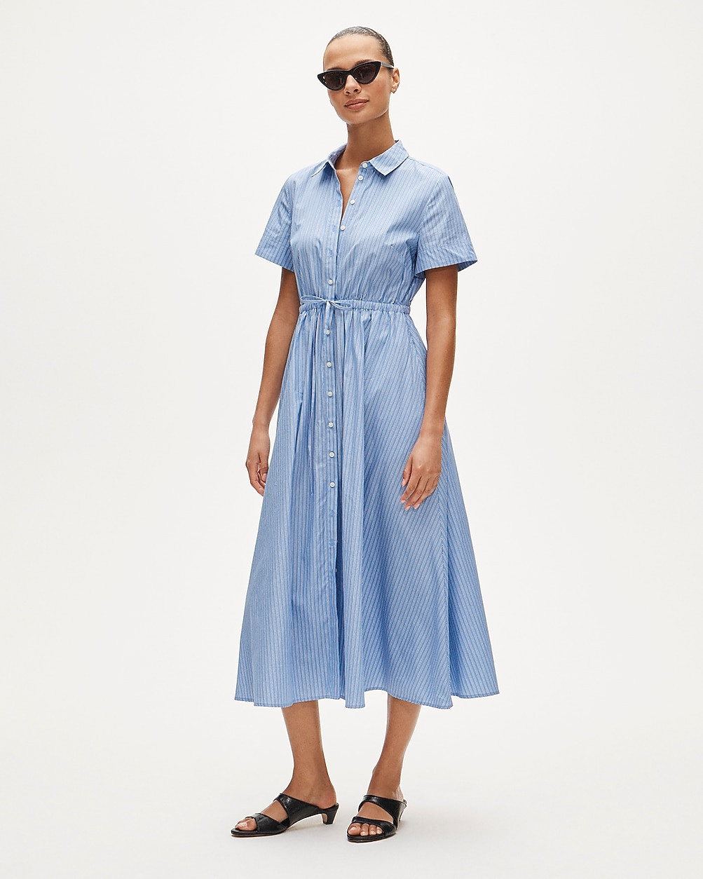 Cerise shirt-dress in striped cotton poplin | J. Crew US