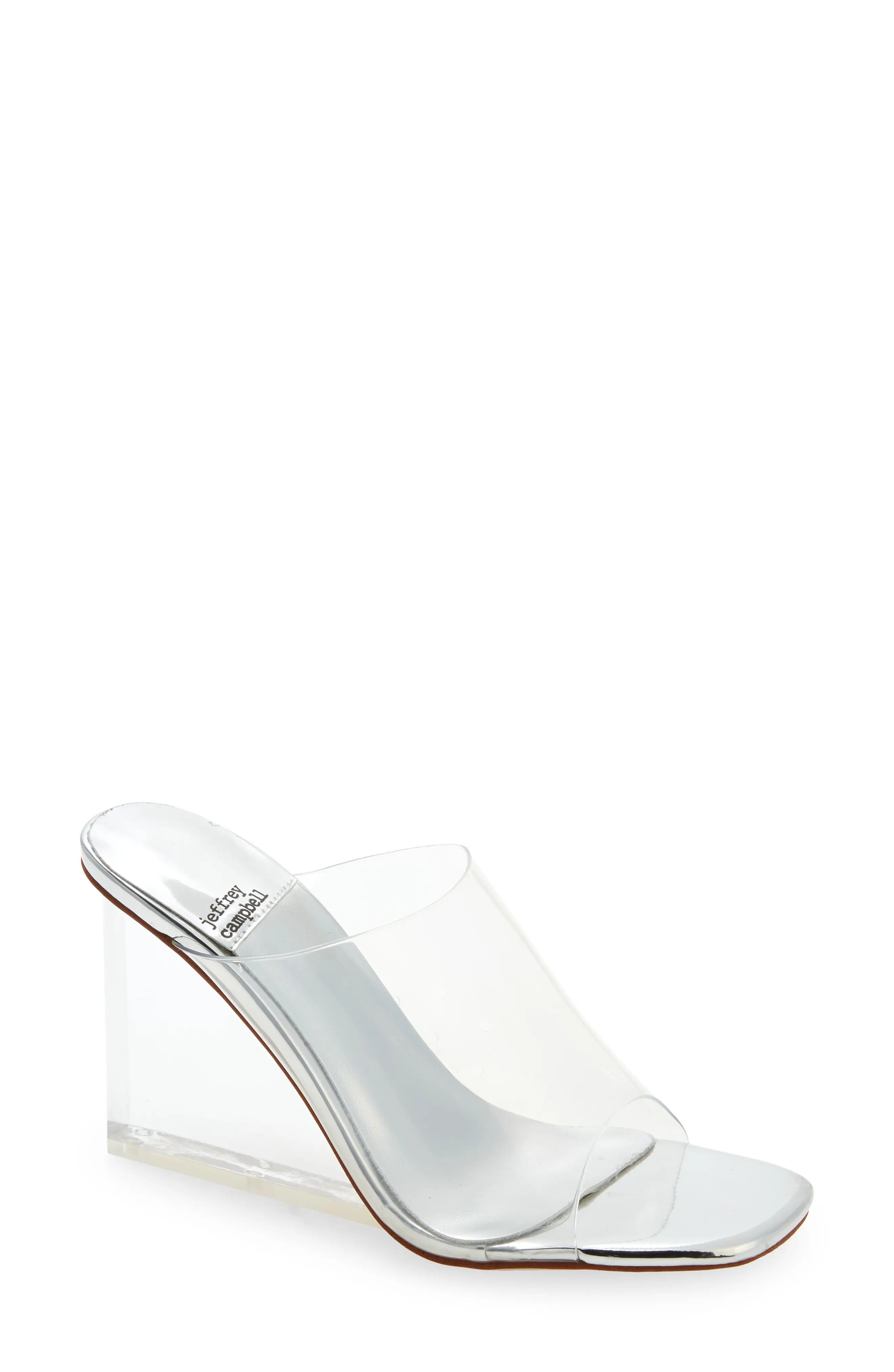 Jeffrey Campbell Acetate Wedge Mule in Silver Clear at Nordstrom, Size 10 | Nordstrom