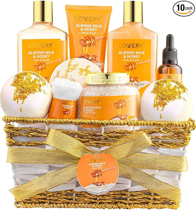 Gifts for Women Gift Basket for Women - 10 Pc Almond Milk & Honey Beauty & Personal Care Set - Ho... | Amazon (US)