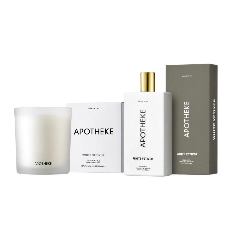 White Vetiver Room Spray and Classic Candle Duo | Apotheke Co