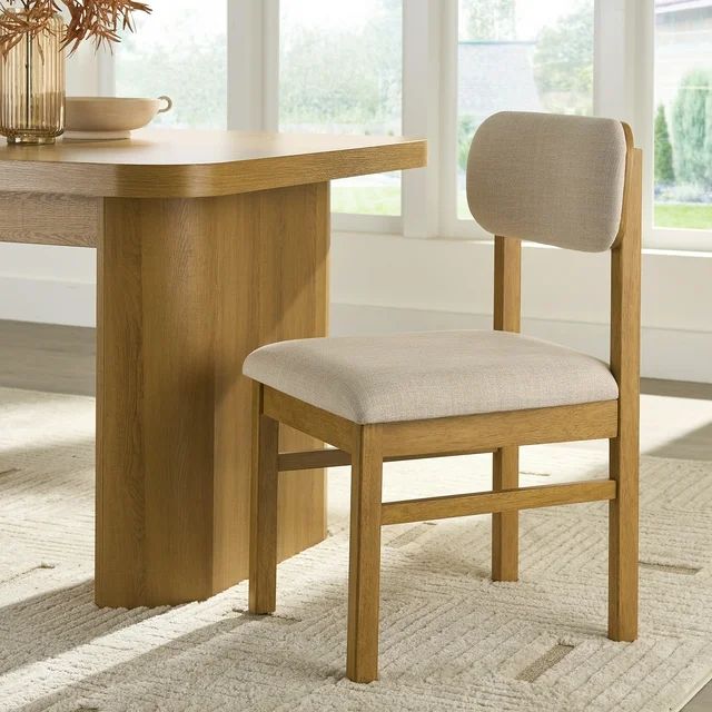 Better Homes & Gardens Juliet Dining Chairs 2 Pack, Light Honey Finish and Cream | Walmart (US)