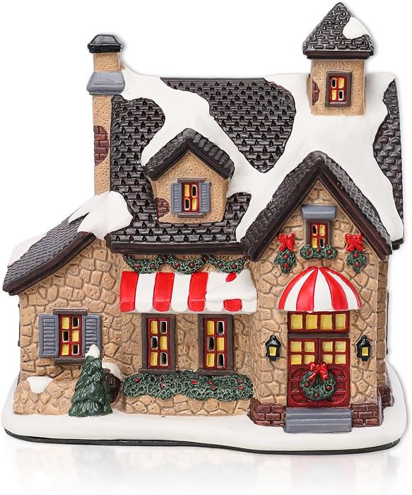Christmas Village House Lighted Indoor Decorations Gingerbread House with LED Light Christmas Vil... | Amazon (US)