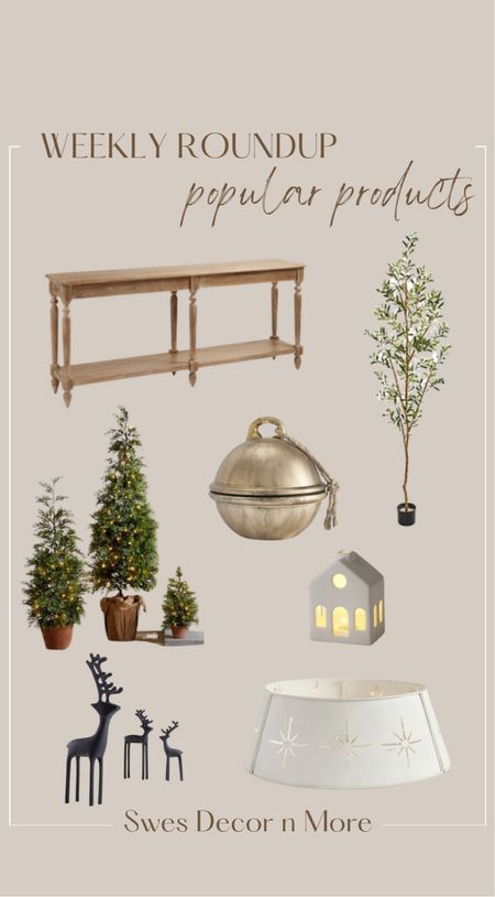 Your favorites from this week! A faux tree, bell candle, small Christmas trees, yea light candle holder, console table, black deer and a tree skirt!

#LTKhome #LTKunder50 #LTKHoliday