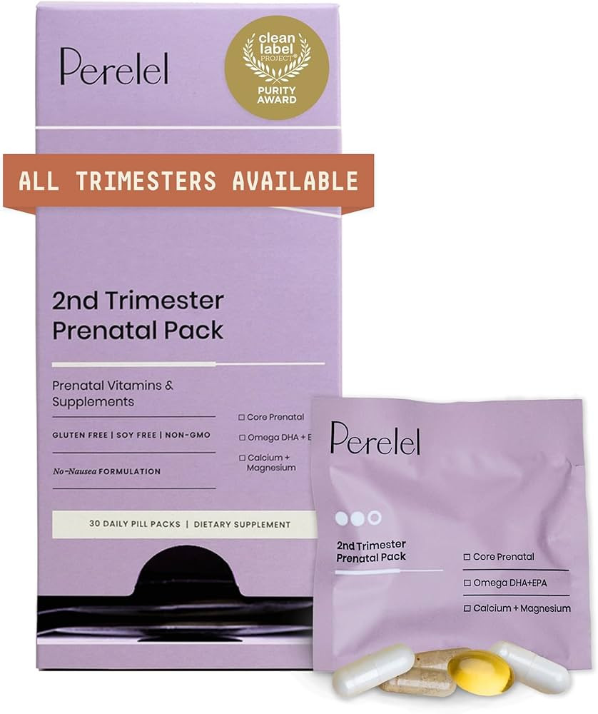 Perelel 2nd Trimester Prenatal Pack, Multivitamin with Magnesium, Omega 3, Iron & Calcium, Nutrit... | Amazon (US)