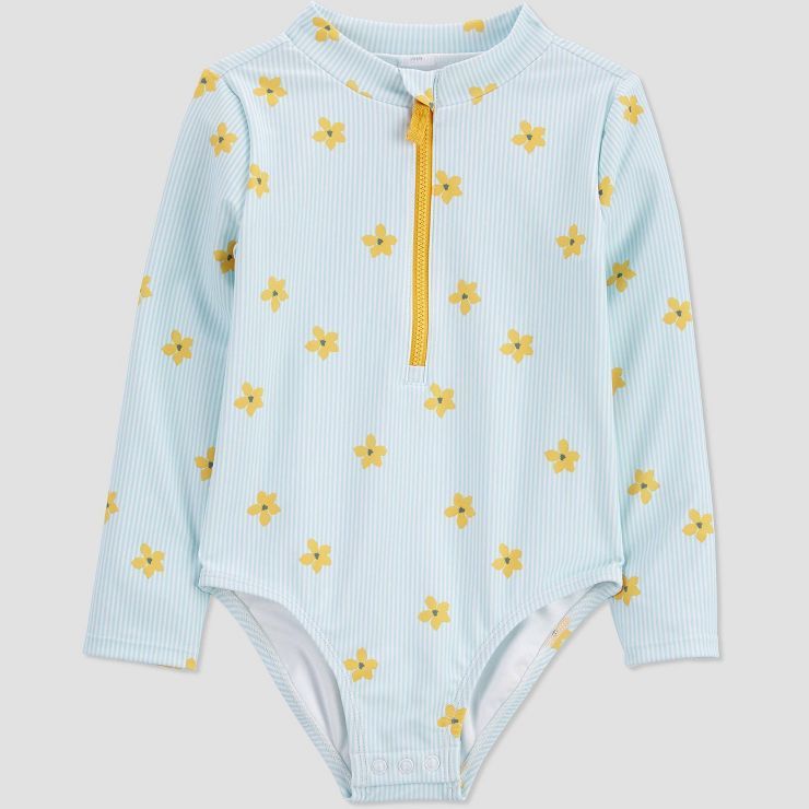 Carter's Just One You® Toddler Girls' Floral One Piece Rash Guard - Blue | Target