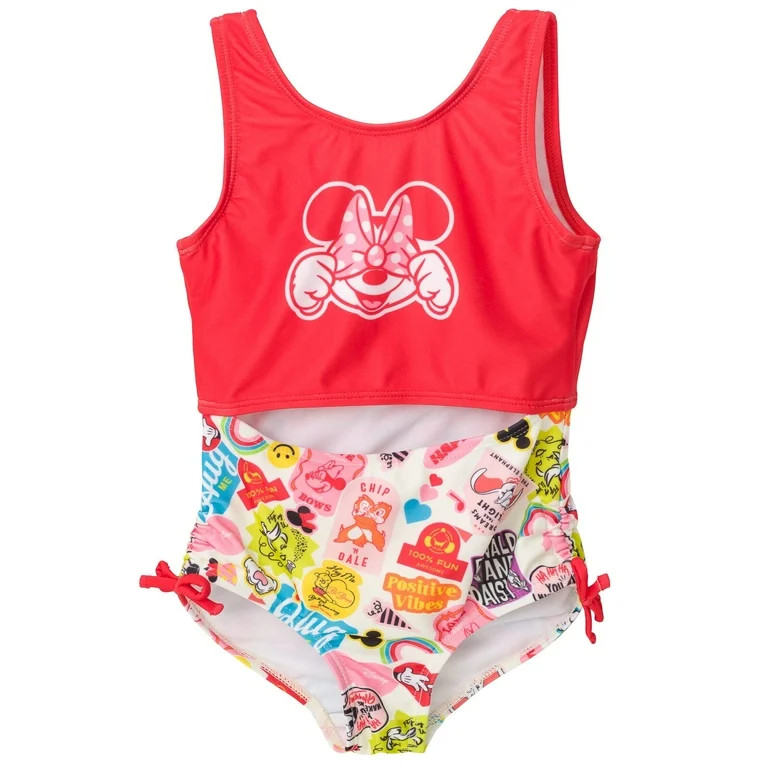 Disney Mickey Mouse Minnie Mouse Toddler Girls One Piece Bathing Suit Toddler to Little Kid - Wal... | Walmart (US)