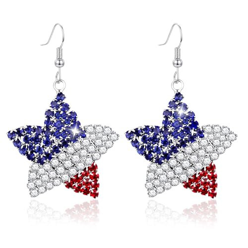 Trinckle 4th of July Earrings, Star Patriotic Earrings for Women as 4th of July Outfits for Women, American Flag Earrings for Women as Independence Day Red White and Blue Jewelry as Patriotic Gift | Amazon (US)