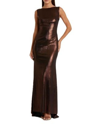 Mac Duggal Metallic Cowl Back Column Gown  | Bloomingdale's Women | Bloomingdale's (US)