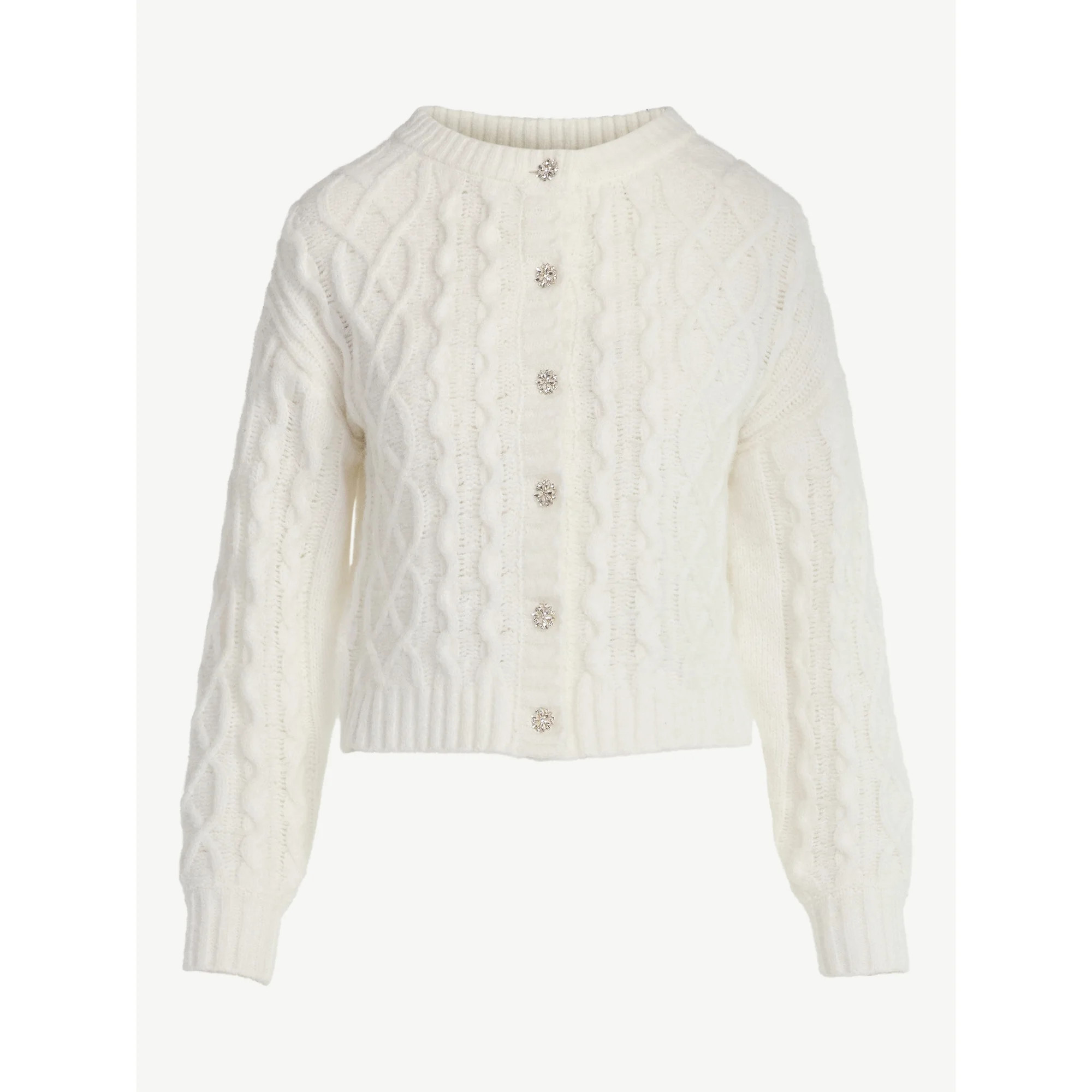 Free Assembly Women's and Women's Plus Cropped Cable Cardigan Sweater, Midweight, Sizes XS-4X | Walmart (US)