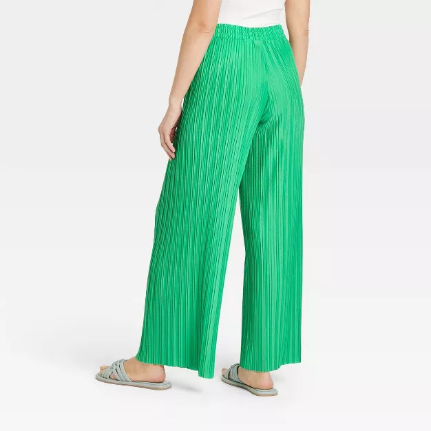 Women's High-Rise Wide Leg Knit Plisse Pull-On Pants - A New Day™ | Target
