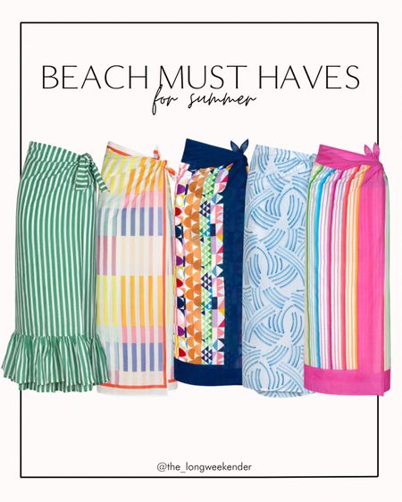 Beach must haves for vacation! I love wearing a sarong to the beach and pool - they are lightweight + these prints are so fun for summer! 

Vacation outfit, beach outfit, sarong, beach coverup, vacation outfit ideas, summer outfit 

#LTKstyletip #LTKswim #LTKtravel