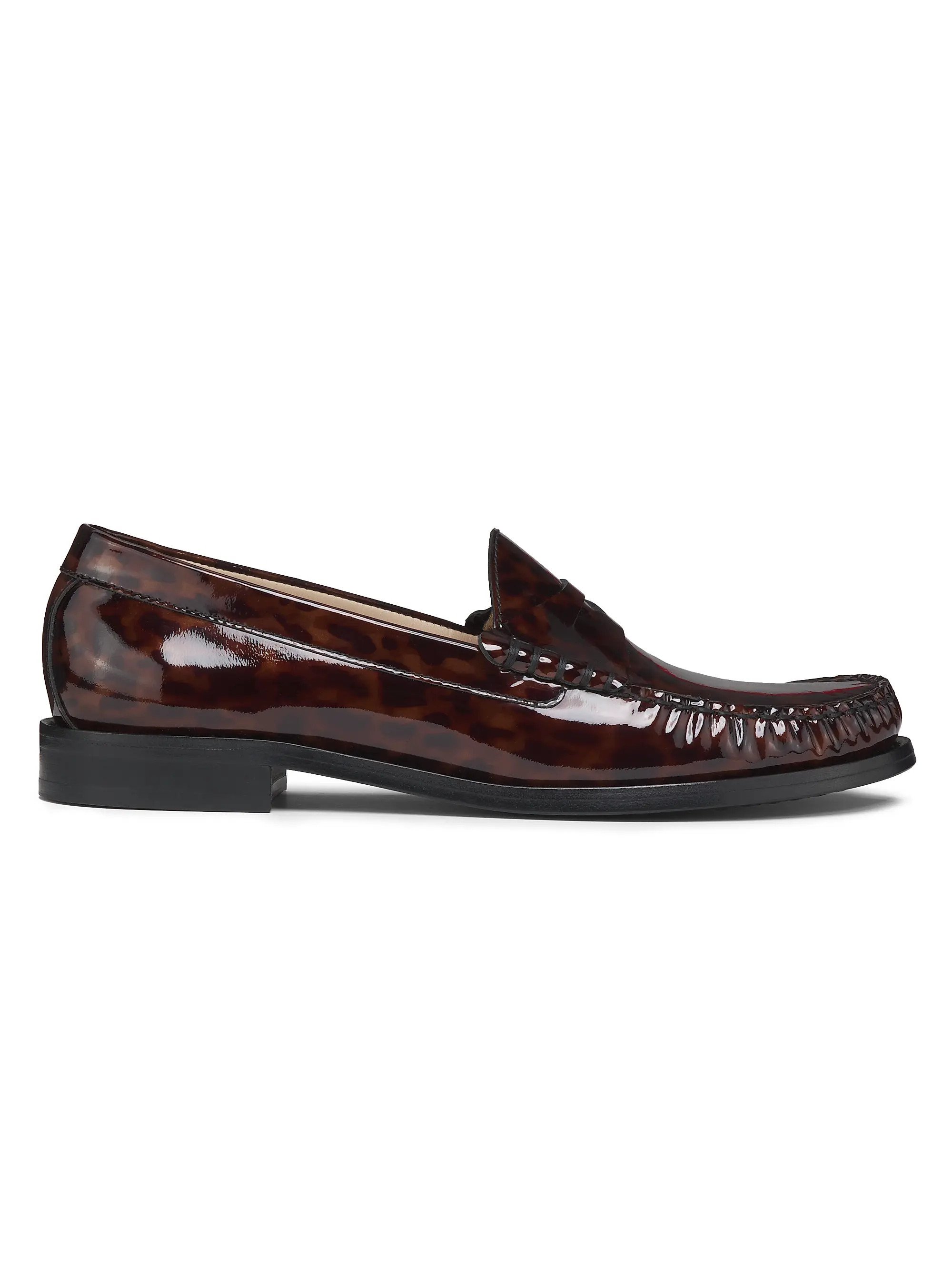 Stuart Weitzman Lottie Tortoise Glossy Leather Loafers | Saks Fifth Avenue | Saks Fifth Avenue
