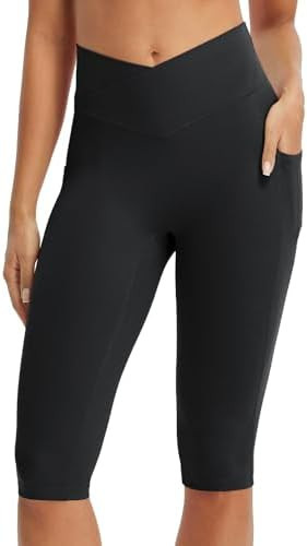 baleaf Capri Leggings for Women Knee Length Yoga Workout Capirs Leggings with Pockets Tummy Contr... | Amazon (US)